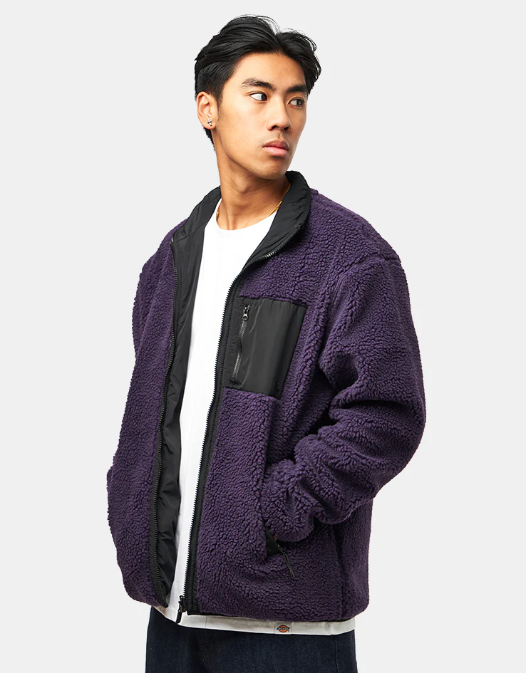Route One Full Zip Reversible Fleece - Purple Velvet/Black - Image 4