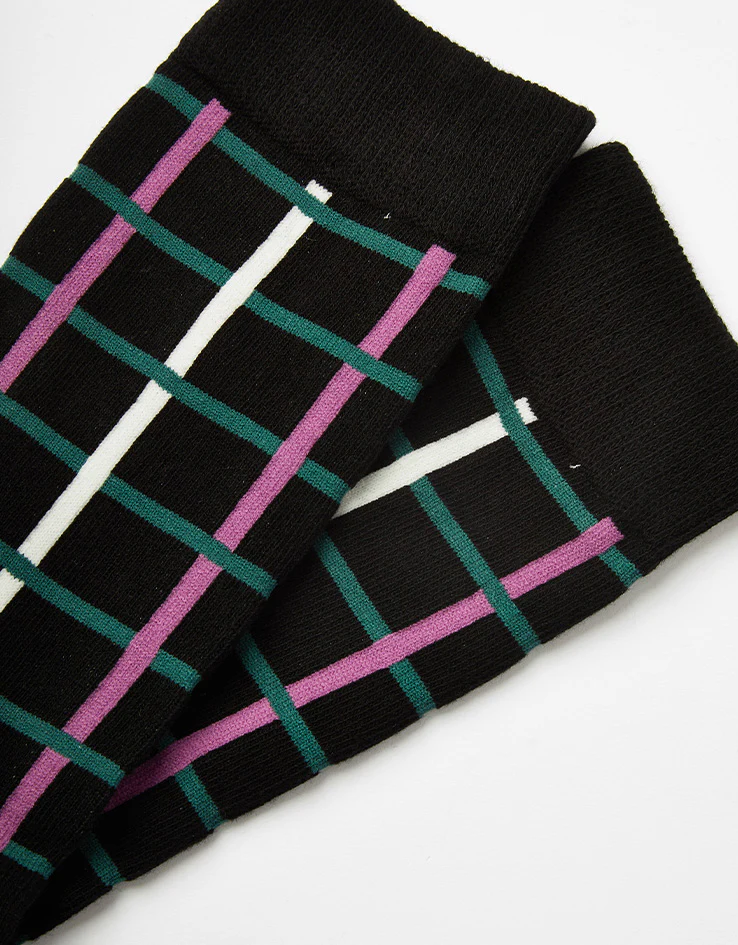 Route One Grid Socks - Black/Green/Purple - Image 3