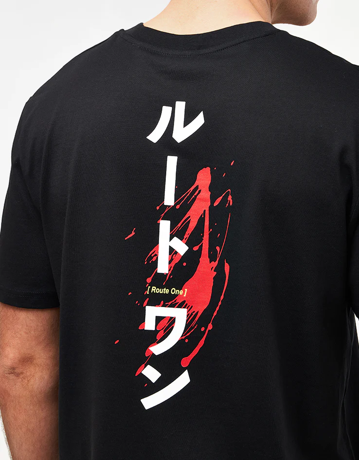 Route One Katakana Organic T-Shirt - Black - Image 3
