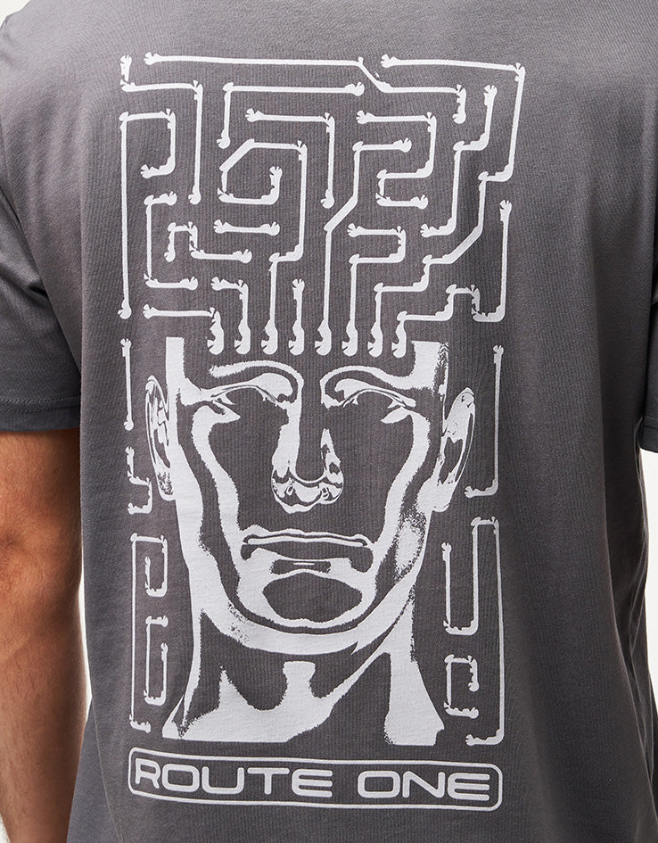 Route One Mind Maze Organic T-Shirt - Anthracite - Image 3