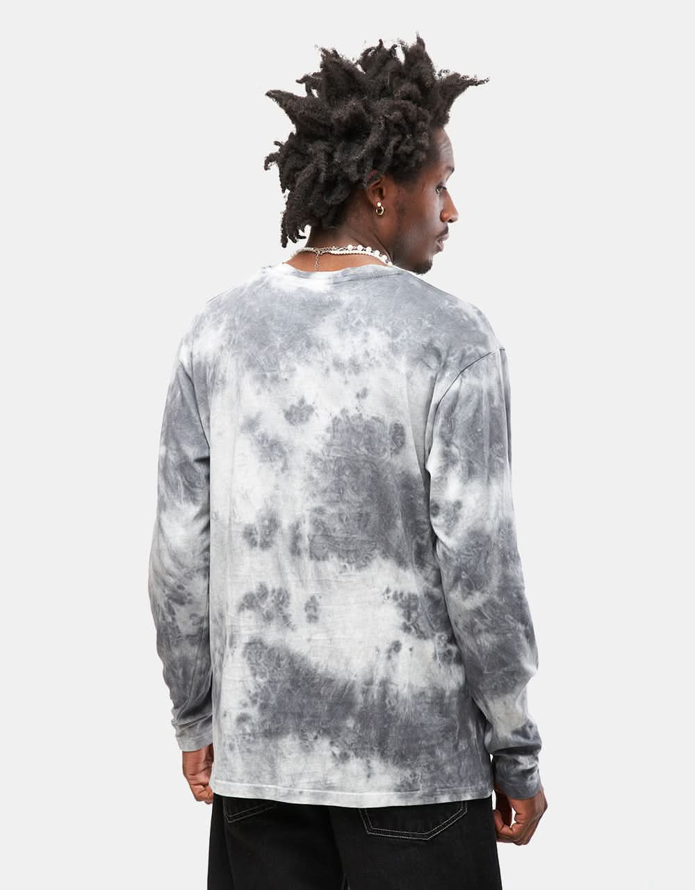 Route One Organic Tie Dye Long Sleeve T-Shirt - Black - Image 2