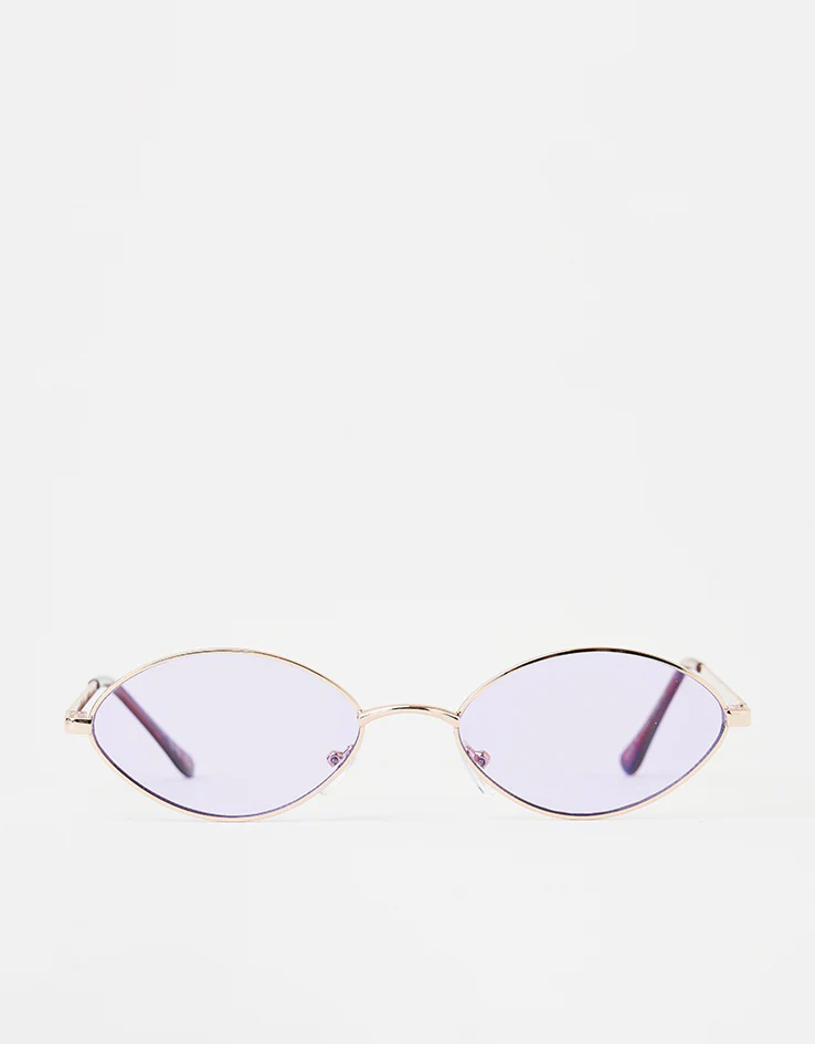 Route One Oval Rimmed Sunglasses - Silver (Purple Lens)