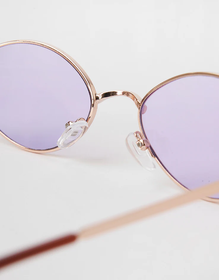 Route One Oval Rimmed Sunglasses - Silver (Purple Lens) - Image 6