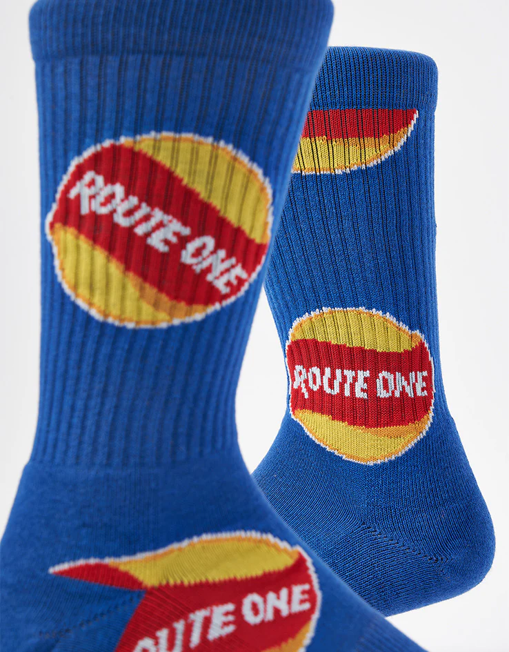 Route One Po-Ta-Toes Crew Socks - Blue - Image 3