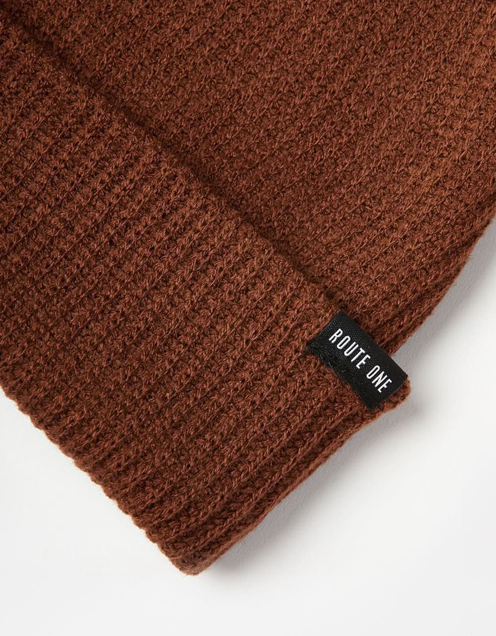 Route One Recycled Fisherman Beanie - Chocolate - Image 2