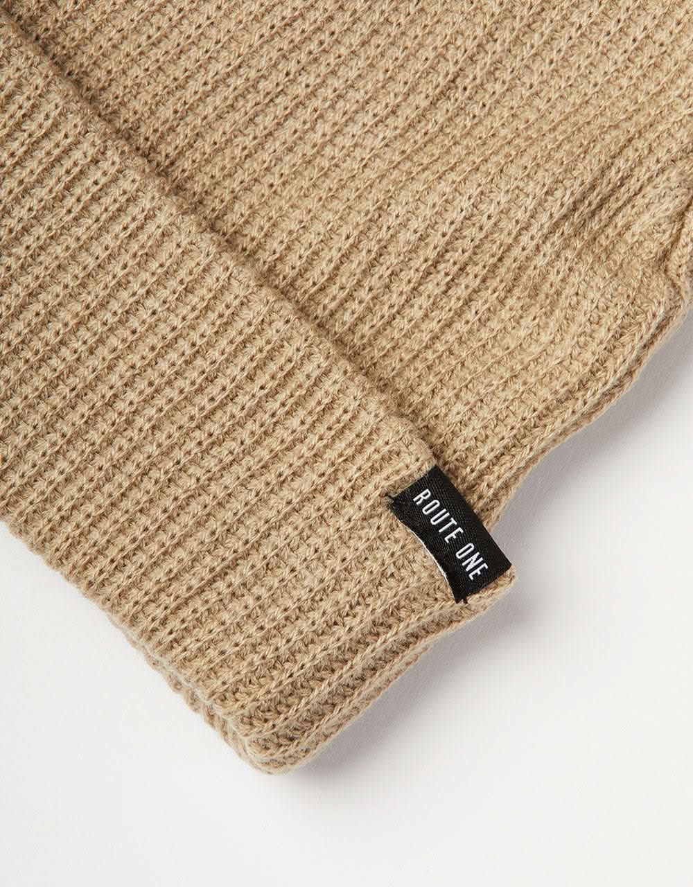 Route One Recycled Fisherman Beanie - Desert Taupe - Image 2