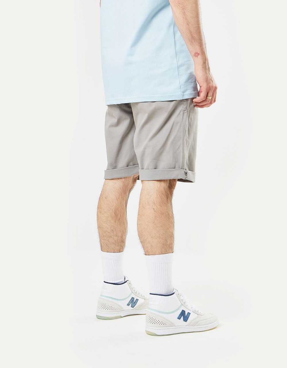 Route One Roll Up Chino Shorts - Grey - Image 3