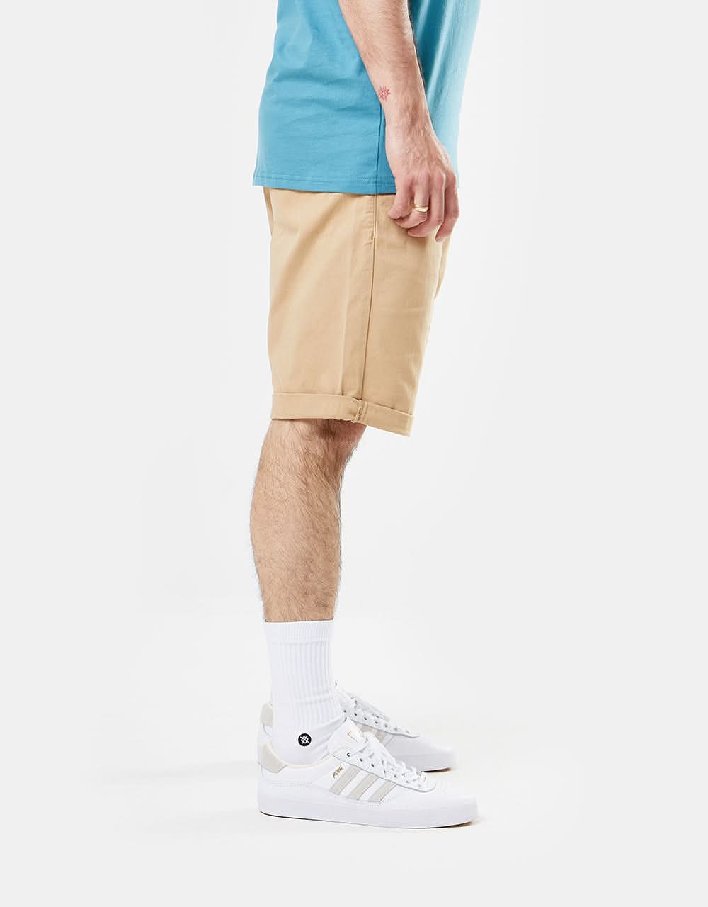 Route One Roll Up Chino Shorts - Khaki - Image 3