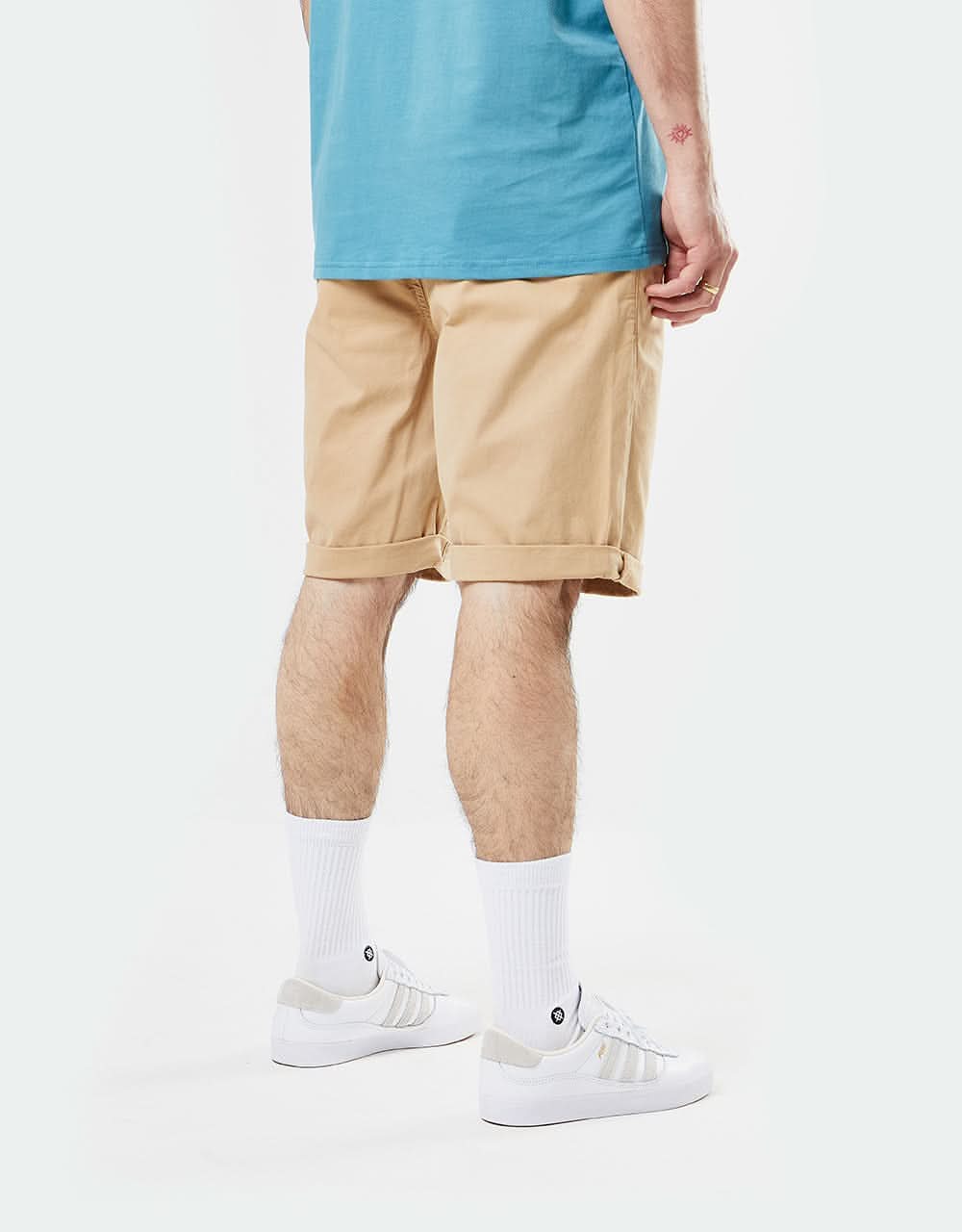 Route One Roll Up Chino Shorts - Khaki - Image 4