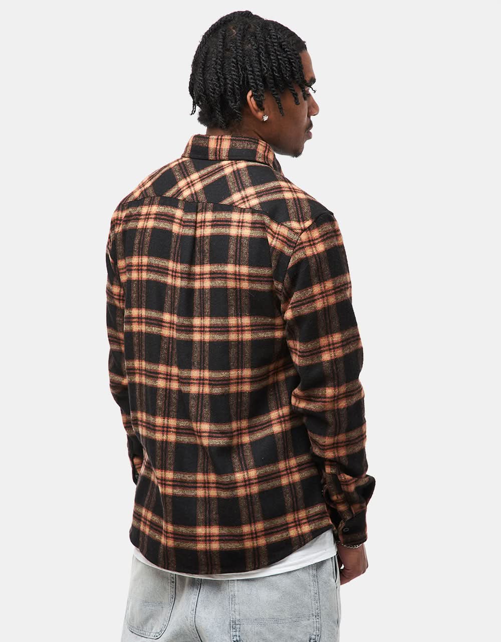 Route One Rydal Flannel Shirt - Black/Orange - Image 2