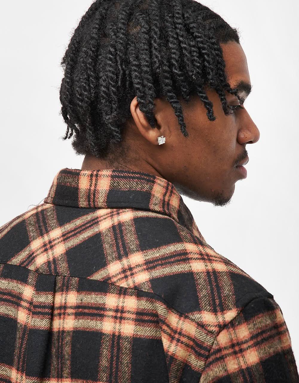 Route One Rydal Flannel Shirt - Black/Orange - Image 4