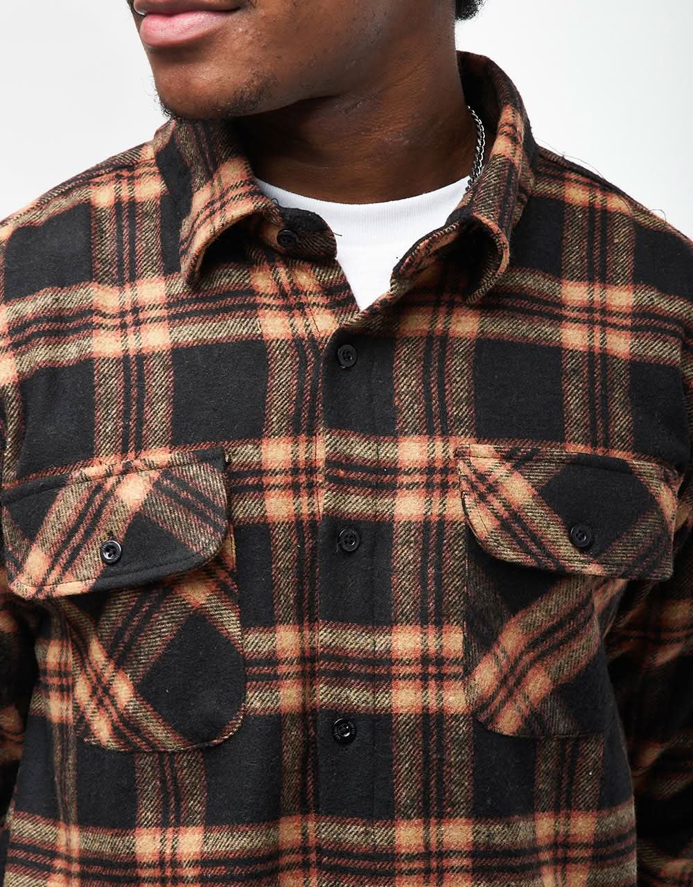 Route One Rydal Flannel Shirt - Black/Orange - Image 5
