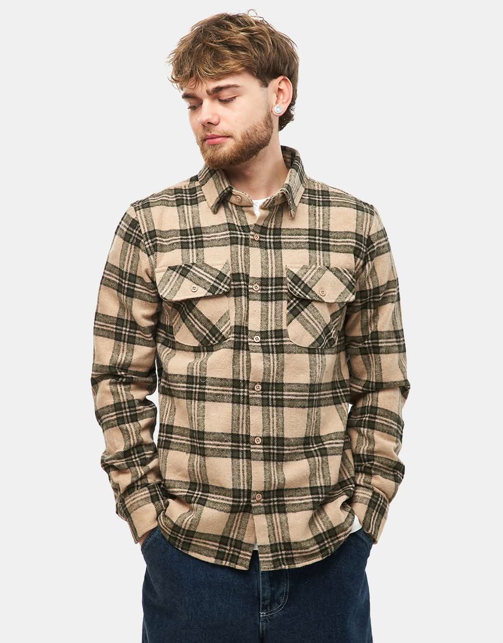Route One Rydal Flannel Shirt - Natural/Green - Image 2