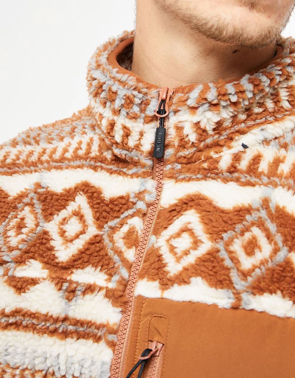 Route One Sharwa Fleece - Angora/Tan Brown - Image 4