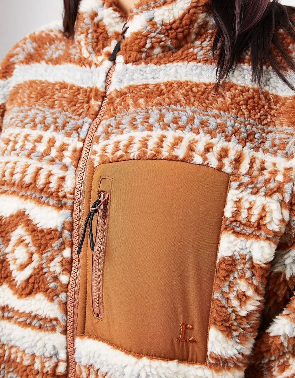 Route One Sharwa Fleece - Angora/Tan Brown - Image 9