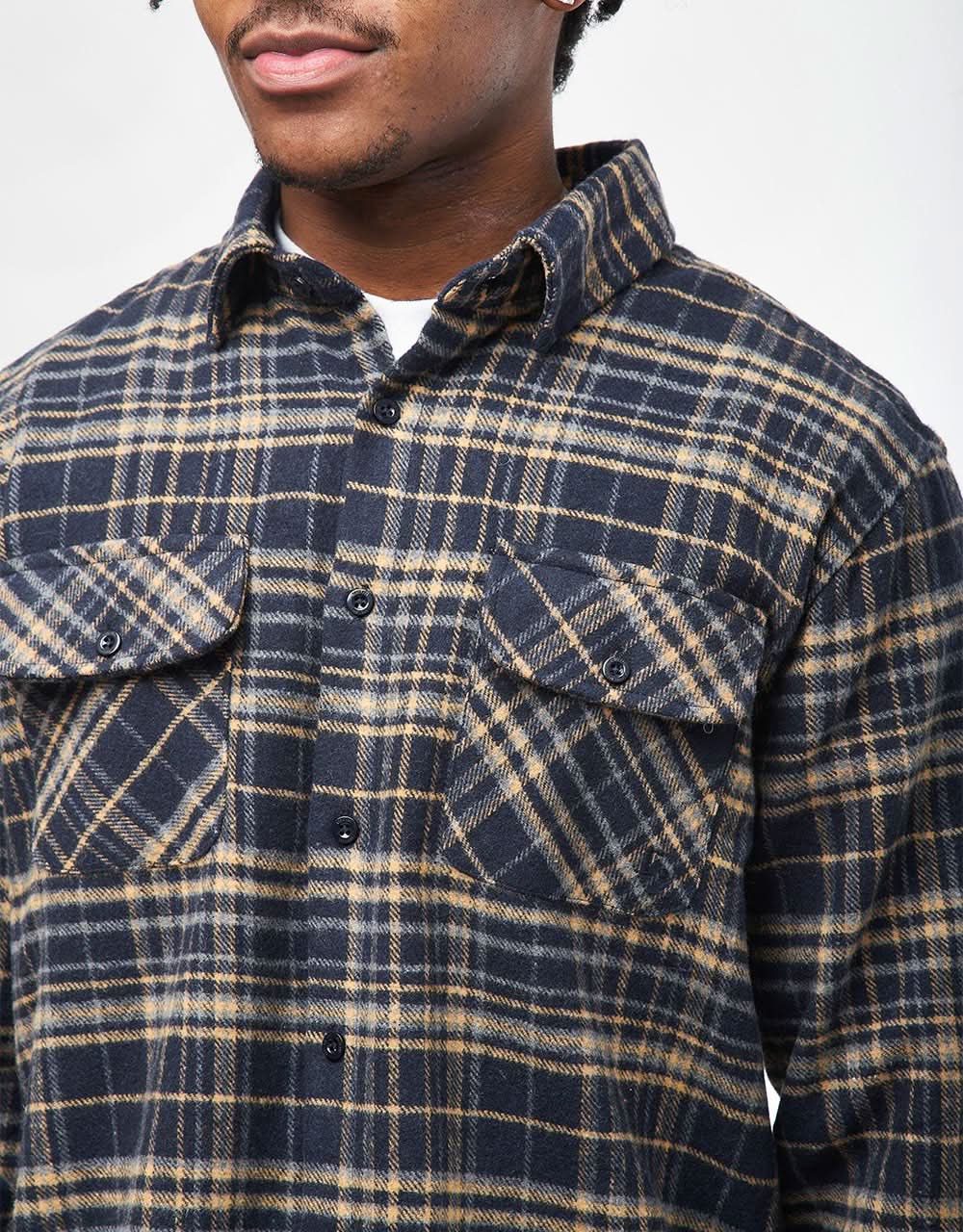 Route One Shiel Flannel Shirt - Navy/Natural - Image 4