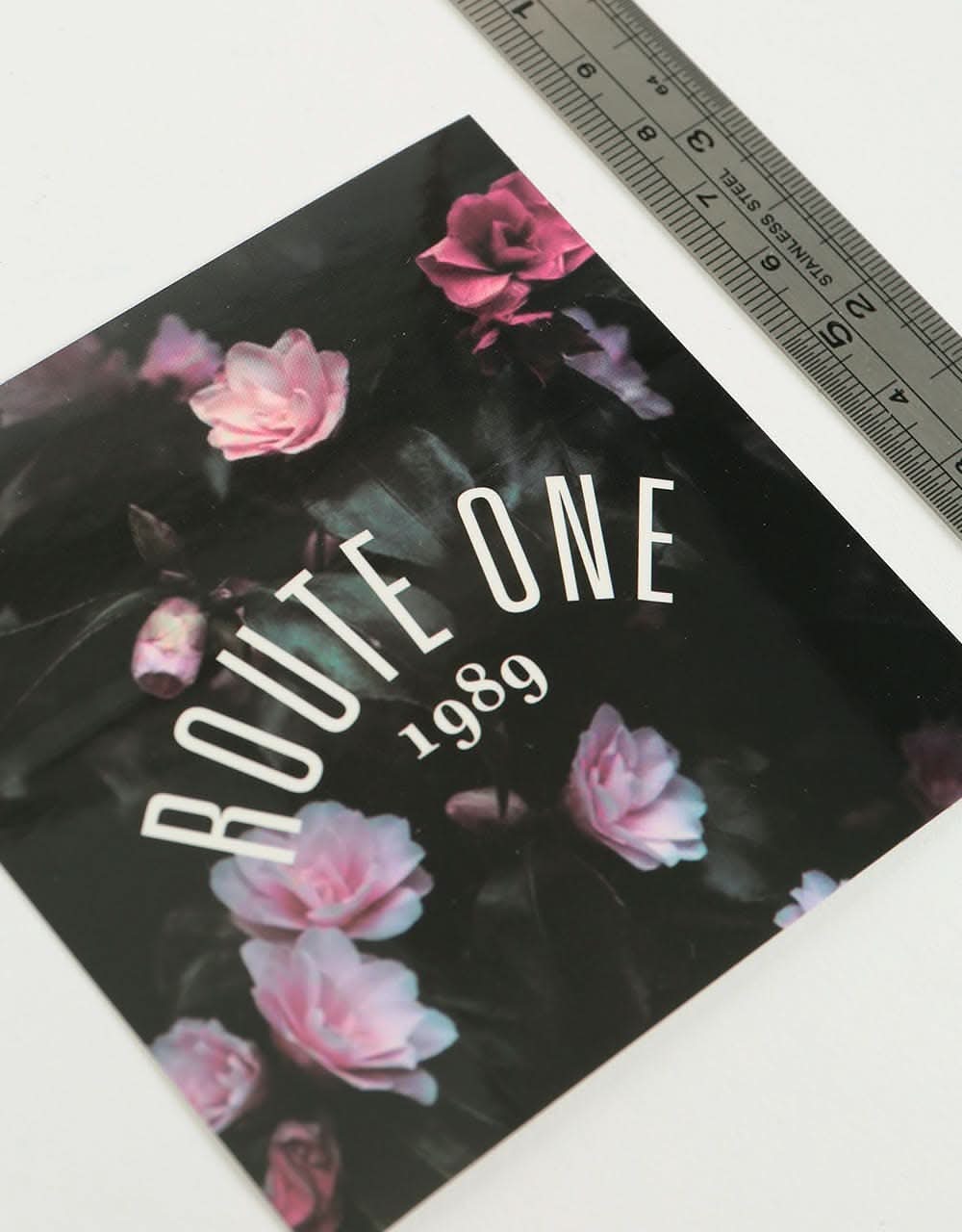 Route One Square Arch Logo Large Sticker - Floral - Image 3