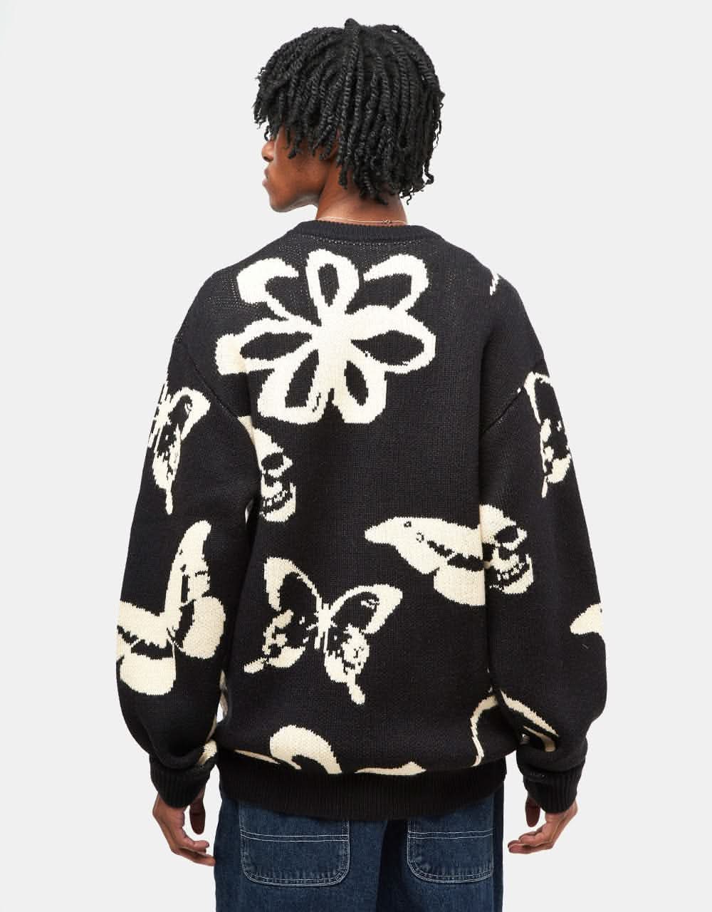 Route One Stencil Knitted Sweater - Black/Ivory Cream - Image 2
