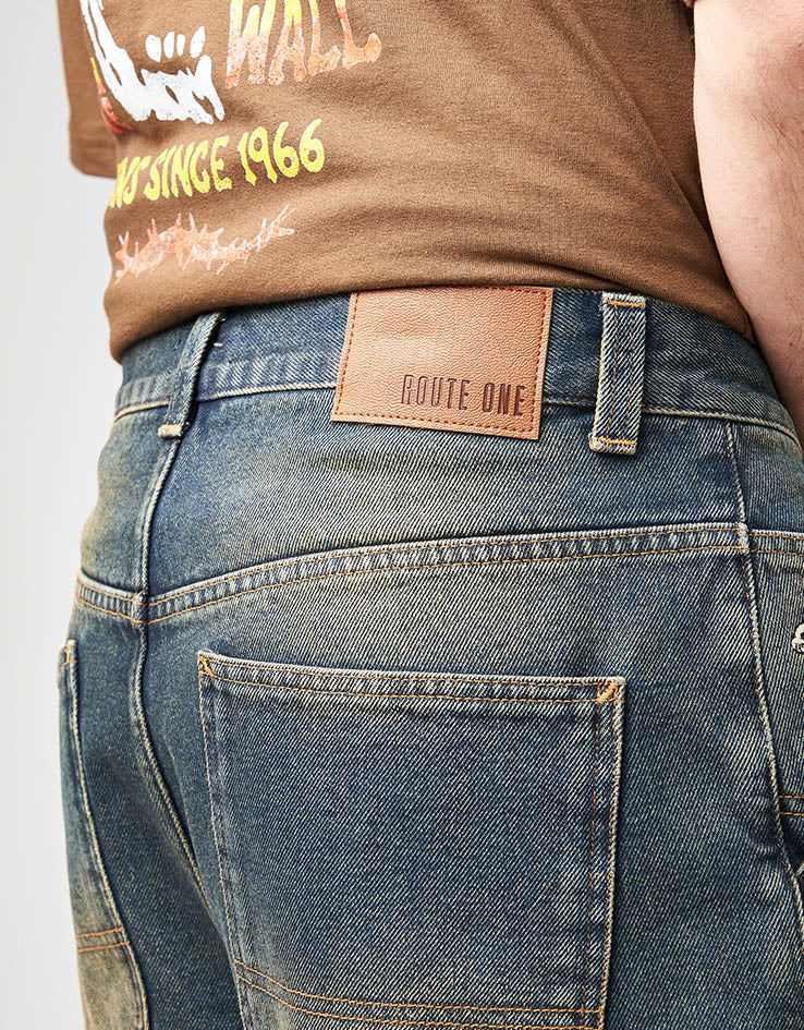 Route One Super Baggy Jorts - Dirty Indigo Wash - Image 4