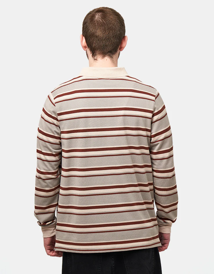 Santa Cruz Cera L/S Polo - Stone Grey/Coffee - Image 2