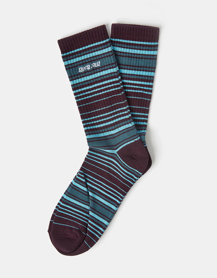 Santa Cruz Classic Strip Stripe Socks - Dark Cherry Stripe - Image 2
