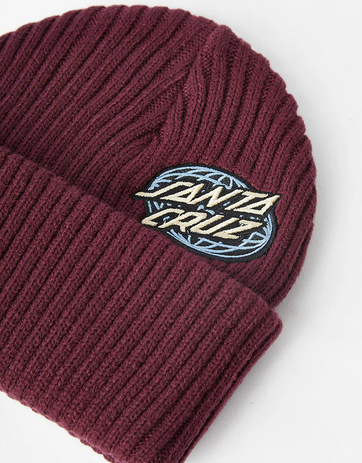 Santa Cruz Global Oval Dot Beanie - Dark Cherry - Image 2