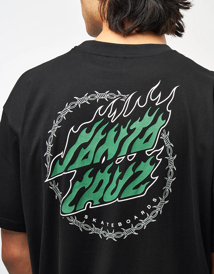 Santa Cruz Wired Flame Dot Chest T-Shirt - Black - Image 3