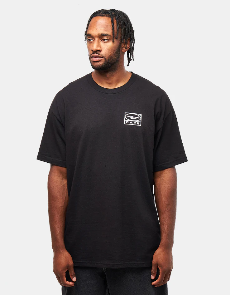 Skateboard Cafe 45 T-Shirt - Black/White - Image 2