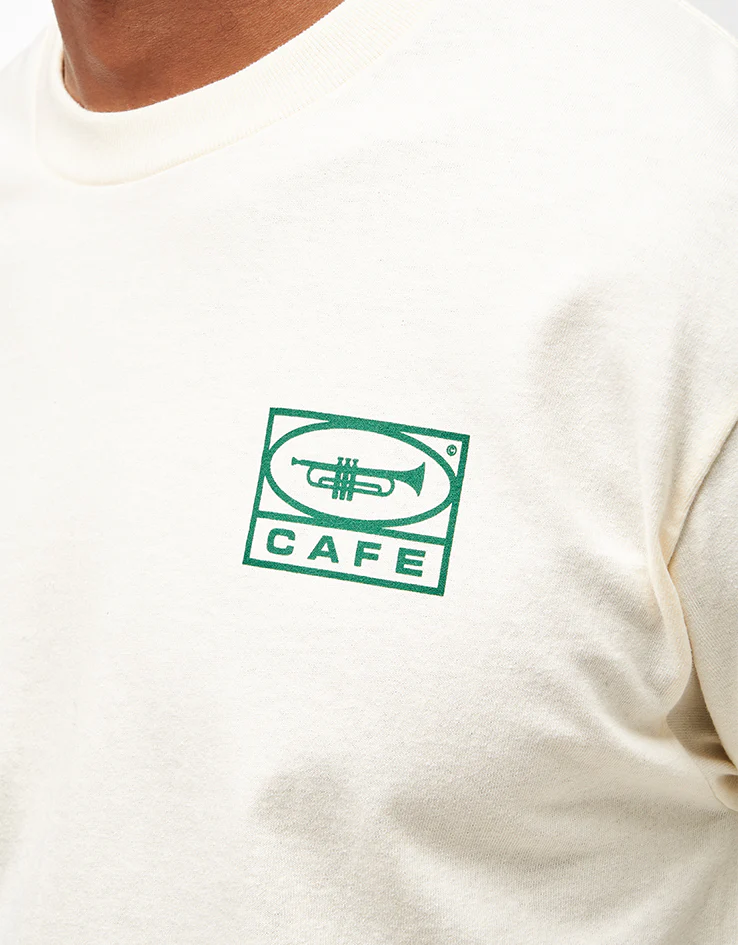 Skateboard Cafe 45 T-Shirt - Cream/Forest Green - Image 4