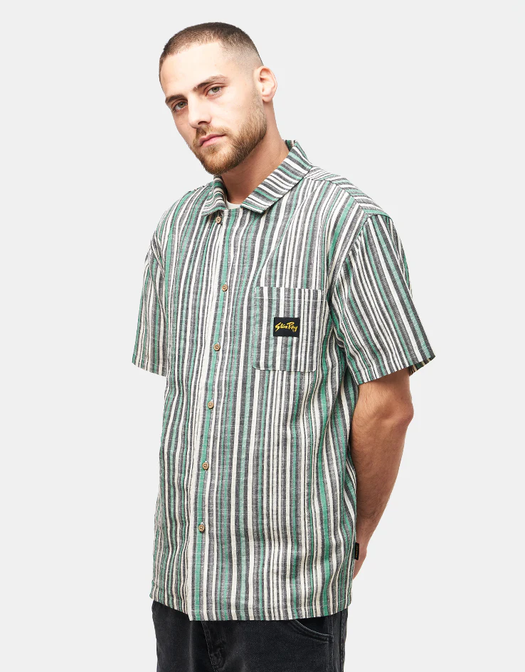 Stan Ray Tour S/S Shirt - Black/Green Stripe - Image 2