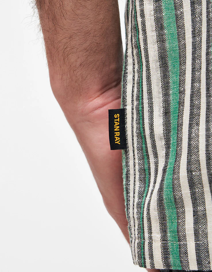 Stan Ray Tour S/S Shirt - Black/Green Stripe - Image 7