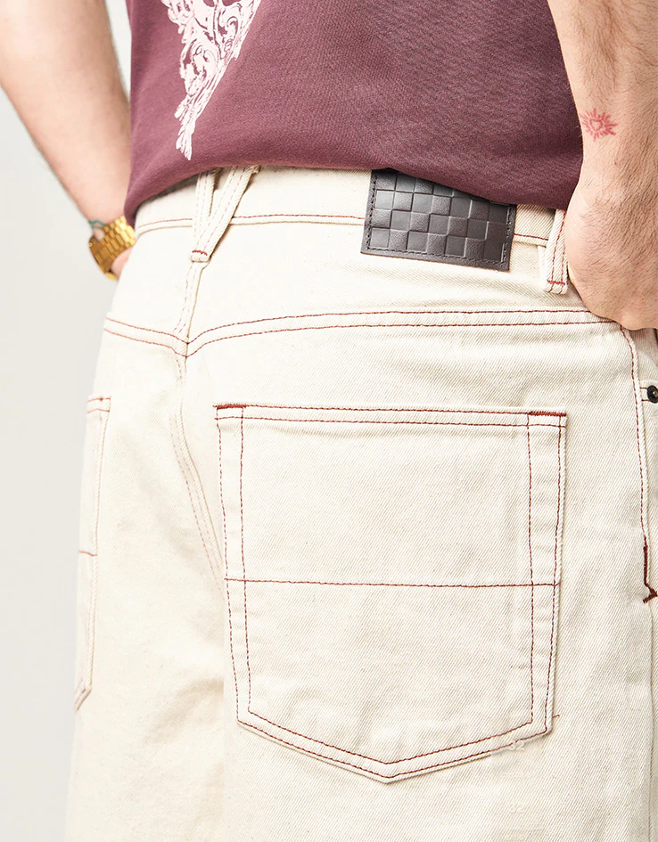 Vans Check-5 Baggy Denim Shorts - Natural Seed - Image 4