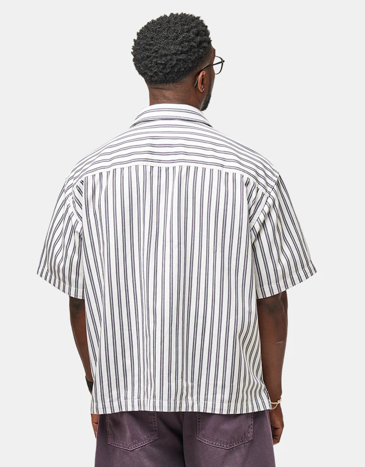 Vans LX Cropped Zip S/S Woven Shirt - White/Steel Shadow - Image 2