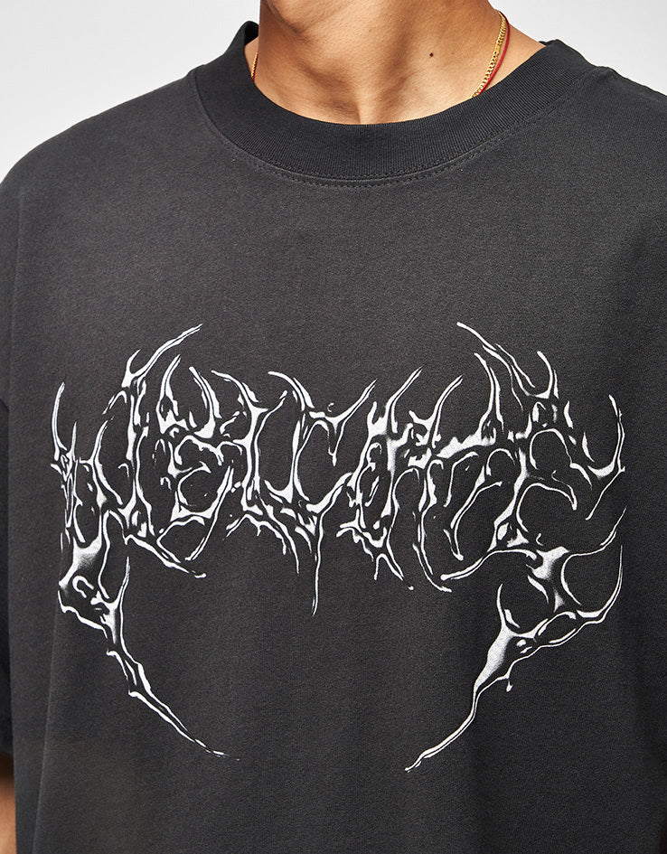 Welcome Chrome Fang Boxy Garment-Dyed T-Shirt - Black - Image 2